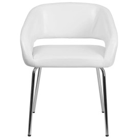 Bowery Hill 19.5" Contemporary Leather Accent Chair in White