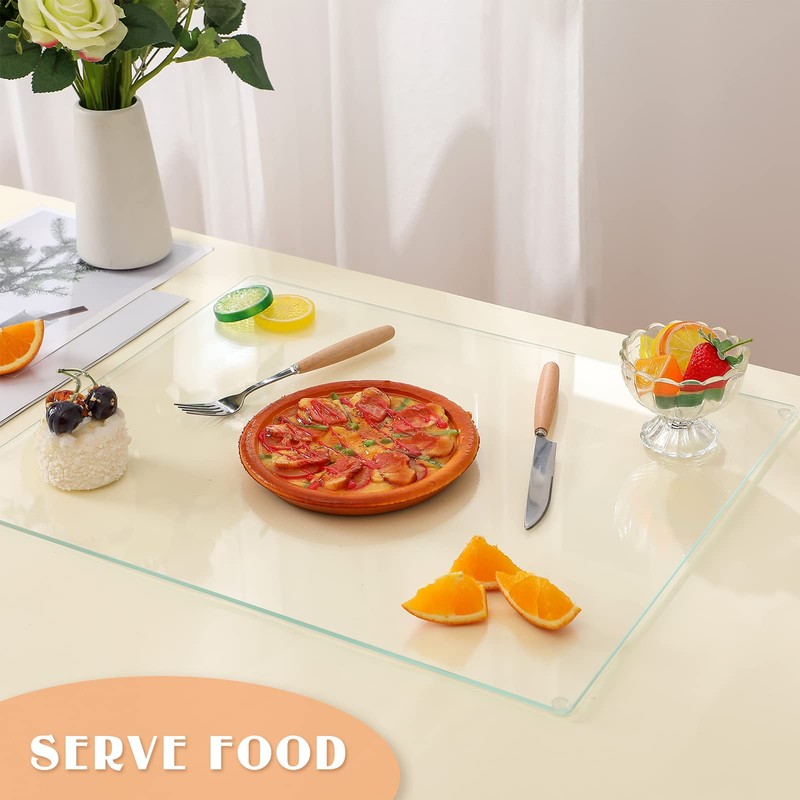 Hoolerry Large Tempered Glass Cutting Board for Kitchen Clear Cutting