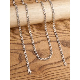 HAQUIL Stainless Steel Figaro Link Chain Necklace, Jewelry Gift for Men and Women 20inch 6mm, 20inch, Stainless Steel, No Gemstone