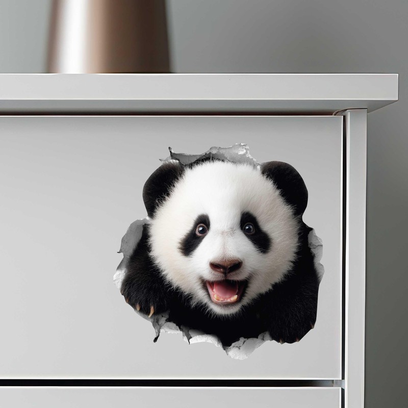 Panda Hole Wall Decal – 3D Cute Animal Sticker –