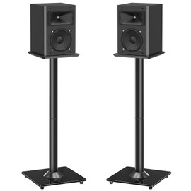 MOUNTUP Universal Speaker Stands Pair for Surround Sound, 31" Height Floor Speaker Stands, Holds Bookshelf Speaker Satellite Speaker Large Speaker, Up to 22LBS Cable Concealing 9.8" Plate Black MU9132