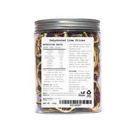 Dehydrated Dried Lime Slices | Lime Wheels | 50 + Servings Approx. | 100% Natural No Added Sugars | Cocktails, Wreath Making, Tea, Cakes, Decoration | Dried Limes For Cocktails | PET Jar | 4.9 oz