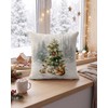 Woodland Animals Christmas Pillow Cover 18x18, Snowy Tree Decor