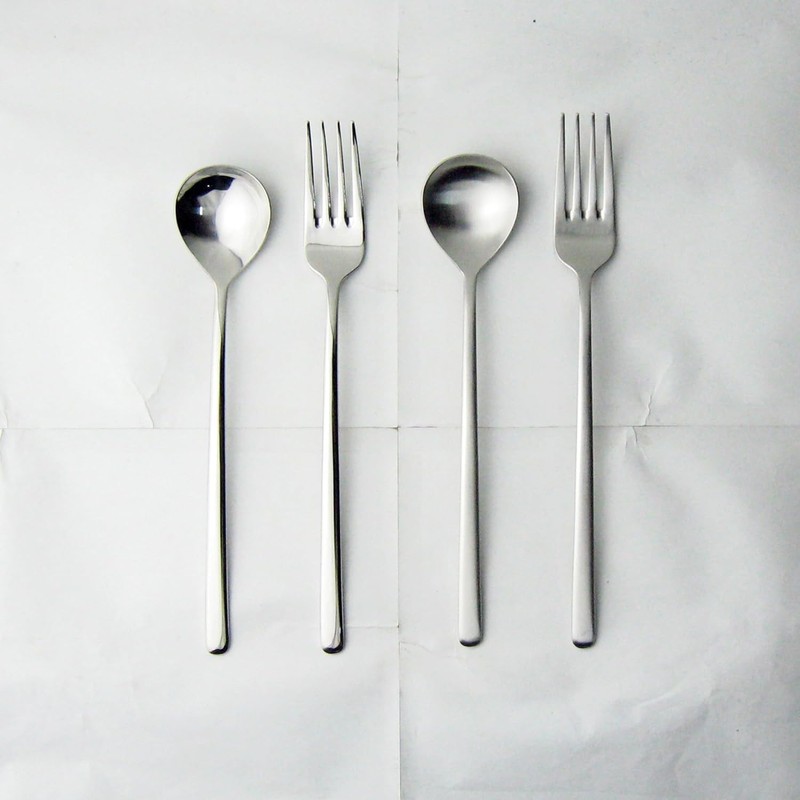 Nagao Long Tail Dinner Spoon Dinner Fork Set, 18-8 Stainless