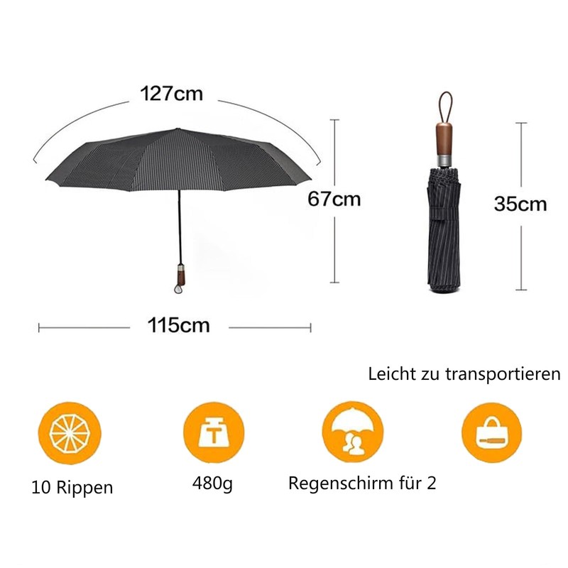 AMVUZ Umbrella Storm Proof Travel Windproof Open-Close Automatic Pocket Umbrella,