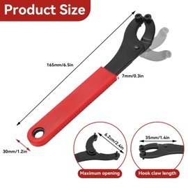 165x30x7mm/6.5x1.2x0.3in Bike Bottom Bracket Wrench, Adjustable Pin Spanner Wrench Repair Tool Bicycle Wheel Hub Axle Cone Bicycle Flywheel Spanner Bikes Center Shaft Removal Tool