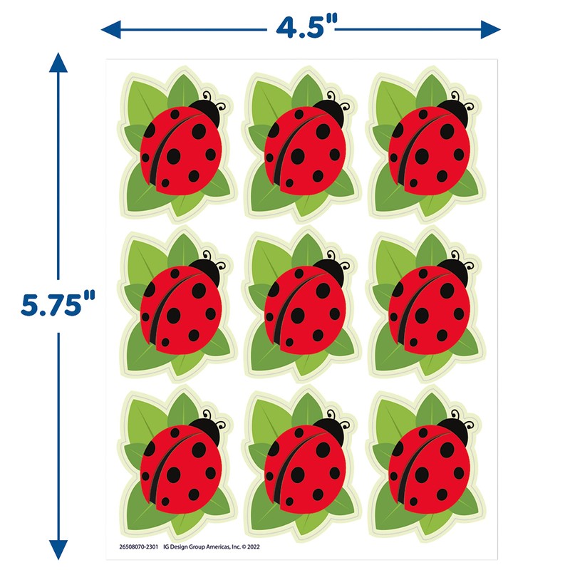 Eureka Ladybugs Extra Large Stickers for Kids and Teachers, Multicolor,