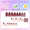 Ceboic 24Pcs French Tip False Nails Almond, Medium Glossy Fake