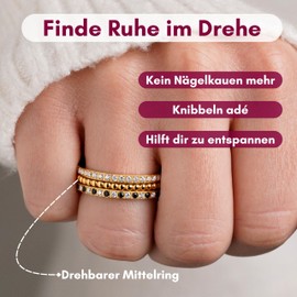 BABULET JEWELS Anxiety Gold Ring for Women - Golden Anti-Stress Waterproof Rings Women - Stainless Steel Spinner Fidget Anxiety Ring for Girls - ADHD Anxiety Spinning - Anti-Stress for Turning Stress