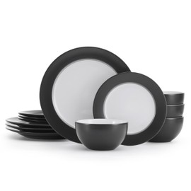 Pfaltzgraff Grayson Charcoal 12 Piece Dinnerware Set, Service for 4