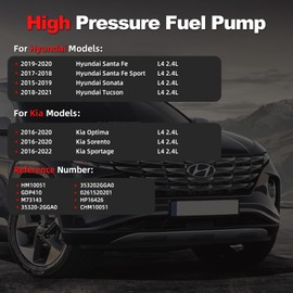 VANBOL High Pressure Fuel Pump Compatible with 2015-2019 Hyundai Sonata, 2017-2021 Santa Fe, Santa Fe Sport, Tucson, 2016-2022 Kia Optima Sorento Sportage L4 2.4L Replace 353202GGA0 (Standard Version)