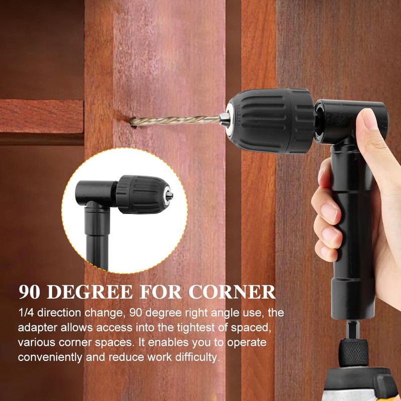 Right Angle Drill Attachment 90 Degree Adapter, 0.8-10mm Keyless Chuck
