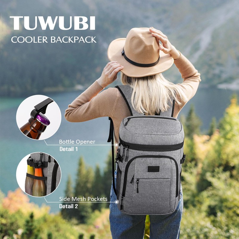 Tuwubi Cooler Backpack 42 Cans, Backpack Coolers Insulated Leak Proof