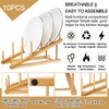 Suclain 10 Pcs Wooden Dish Rack Bamboo Drying Rack Stand