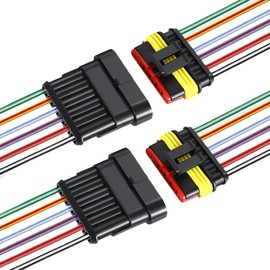 Aiqeer 2 Set 6 Pin Car Waterproof Electrical Wire Connectors with 16 AWG Pre-Wired, Car Waterproof Electrical Connector Plug Socket Kit