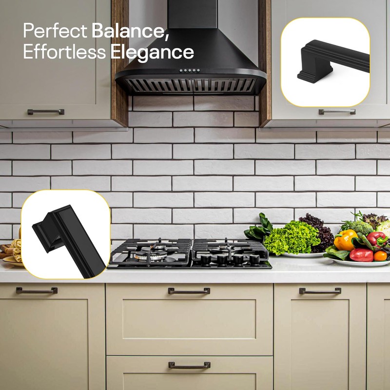 Black Cabinet Handles 5 Inch Hole to Hole - Bar