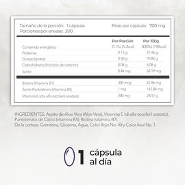 HAIR VITAMIN - Maklen Biotina con Pantenol y Vitamina E - Suplemento Alimenticio para Cabello, Piel y Uñas - 200 Capsulas Softgels de 700 mg