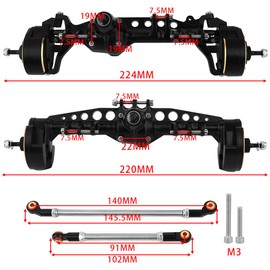Pothyes Heavy Duty Brass + Aluminium Complete Portal Axle for 1/10 RC Crawler Axial SCX10 III AXI03006 AXI03007 Wrangler JL AR45 Upgrade Parts