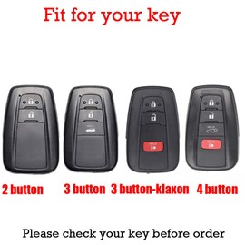 KUNIO Luminous Effect Carbon Fiber Key Fob Cover Fit for Toyota Highlander Corolla Camry C-HR Prius GT86 RAV4 Zinc Alloy Key Holder Keyring Key Fob Protector Key Accessories 4 Button A Black