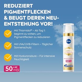 NIVEA NIVEA LUMINOUS630 Anti-pigmentation spots day care fluid, facial care with SPF 50, thiamidol, hyaluronic acid & vitamin E, protects against light-induced skin aging (40 ml)