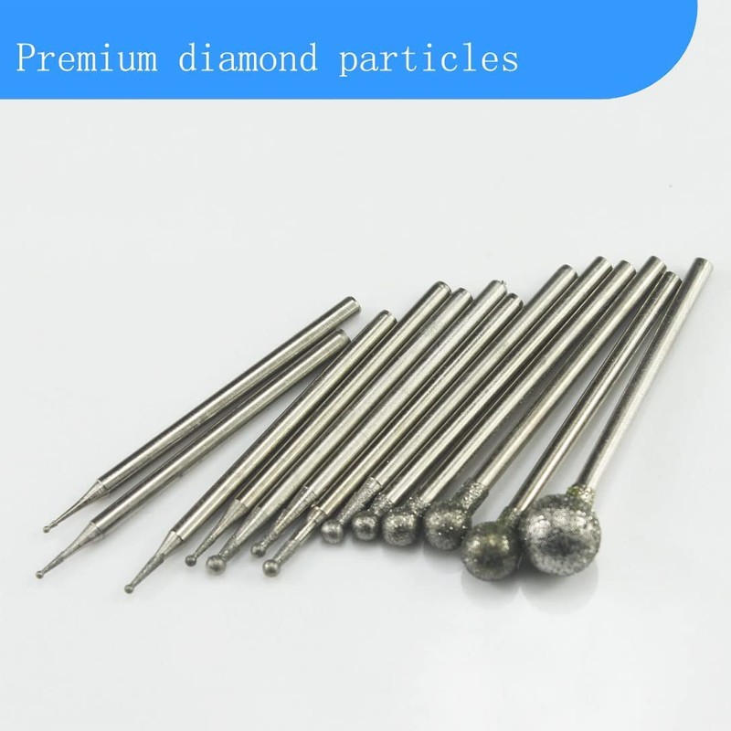Luo ke 13 Pcs Ball Shape Diamond Burr - 3/32''