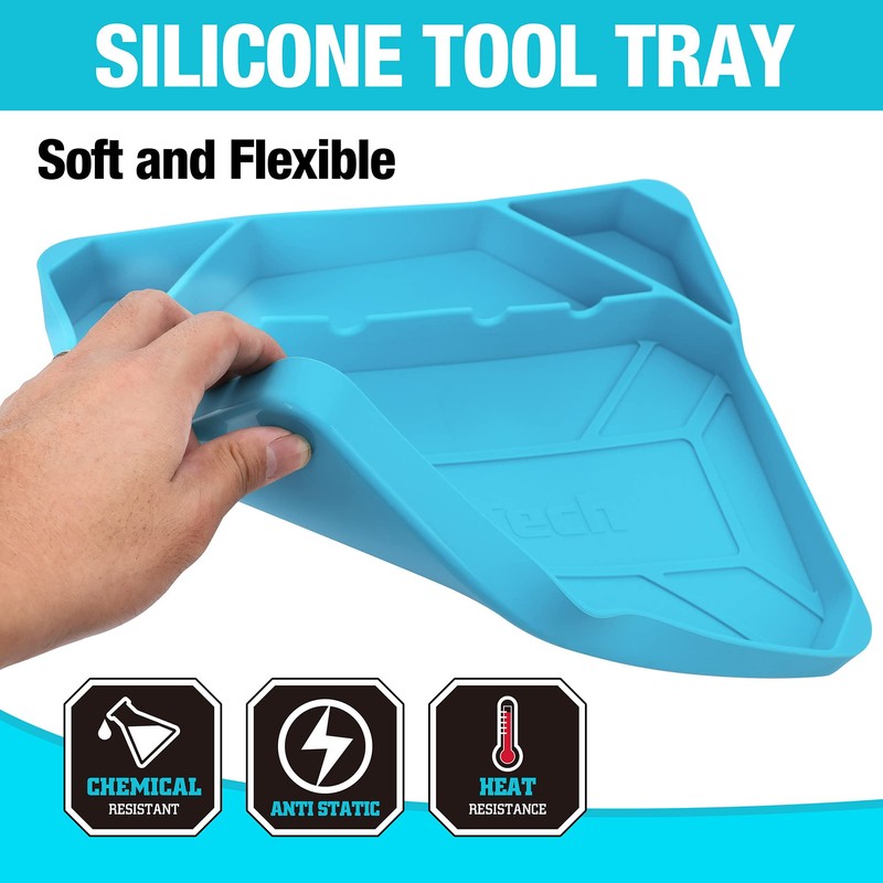 DURATECH 2-Piece Silicone Tool Tray, Premium Non-Slip Flexible Tool Organizer