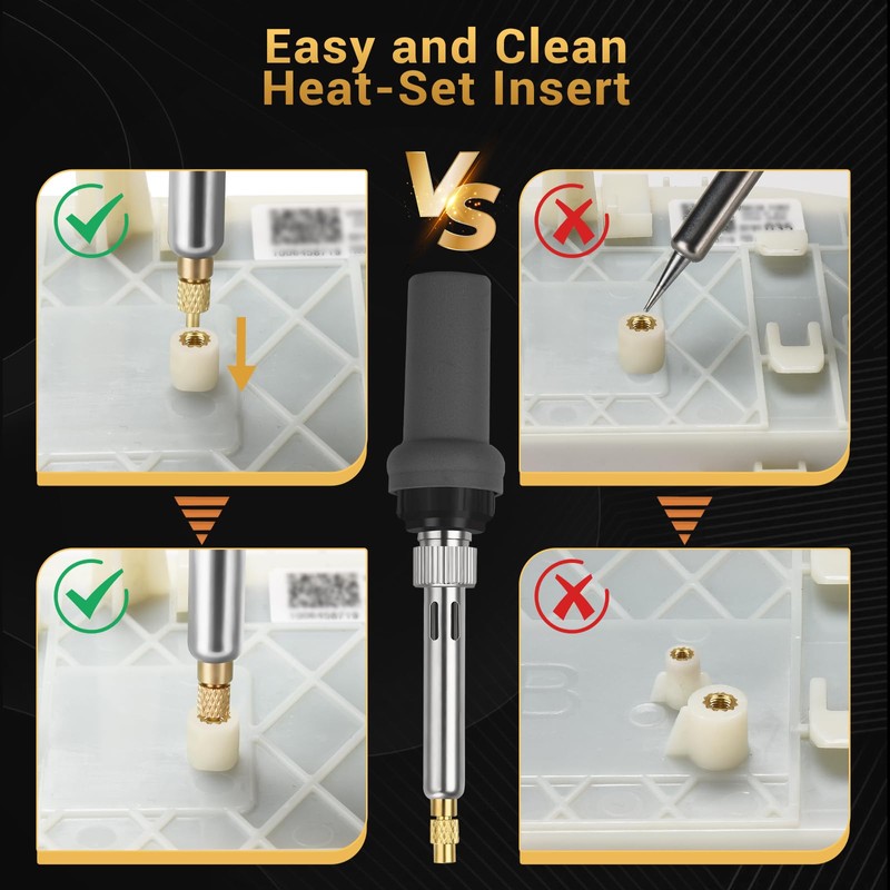 8x Premium Heat Set Insert Tool kit, for Threaded inserts