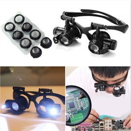 LXIANGN LXIANGN LED Head Mount Magnifier 10X 15X 20X 25X Hands-Free Magnifying Glass Headband Magnifier Visor with Light for Close Work,Jewelry,Craft,Watch,Hobby and Reading