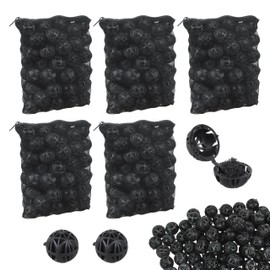 500 Pieces Bio Filter Balls Black Bio Balls 1.02 Inch Internal Bioballs Filter Media with 5 Pieces Black Mesh Bags for Aquarium Outdoor Pond