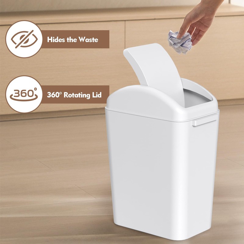 Waikhomes 15 L Garbage Bin with Swing Lid, Plastic Swing