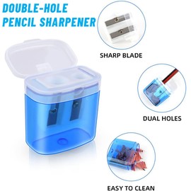 KOLZEMV Pack of 4 4 Colours Pencil Sharpener with Container, Sharpener with Tin, Small Sharpener, Children's Sharpener, Double Hole Pencil Sharpener and Manual Pencil Sharpener, Sharpener with