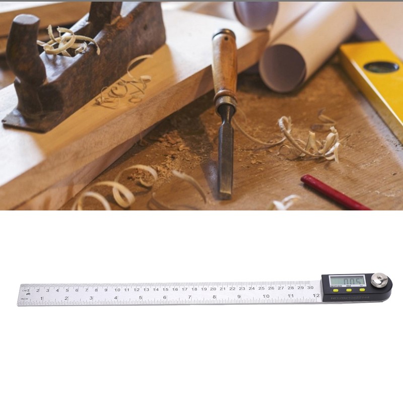 0‑300mm Digital Protractor Portable Stainless Steel LCD Angle Finder Ruler