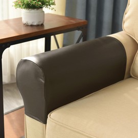 vctops Waterproof Faux Pu Leather Armrest Covers Vintage Stretch Arm Covers for Chairs Couch Sofa Armchair Slipcovers for Recliner Sofa 2pcs, Greyish Brown