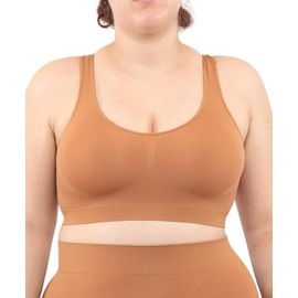LEELA LAB Women's Bralette Non-Wired Bra Provides Support Without Tension, with Seamless Technology - Made in Italy, camel