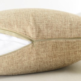 Home Brilliant Textured Burlap Linen European Pillowcase Pillow Sham Large Cushion Cover for Sofa, 24x24(60cm), Natural Linen