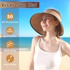 Sun Visors for Women Wide Brim Beach Hat Foldable Straw