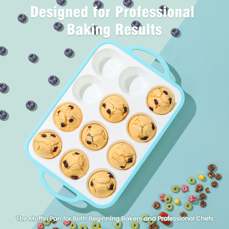 Fimary Silicone Muffin Pans for Baking 2 Pack, 2.6 Inch