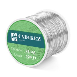[328 Feet]26 Gauge Craft Wire Jewelry Wire 100M/0.4mm Silver Plated Thin Brass Wire Soft Metal Wire Bulk for Jewelry Making