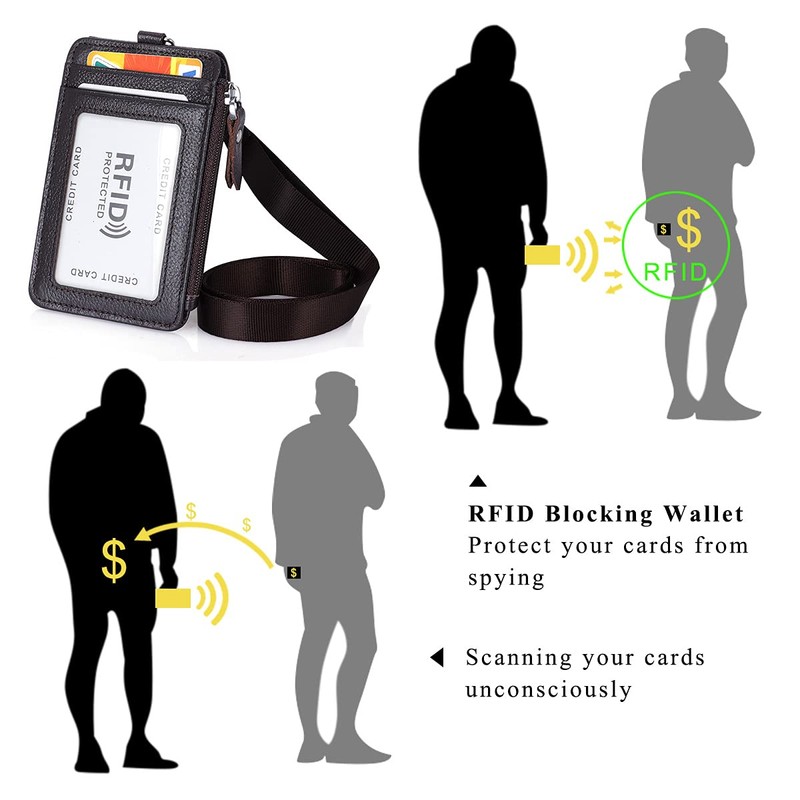 HAWEE Men's ID Card Holder, Card Case, Name Holder, Zipper,