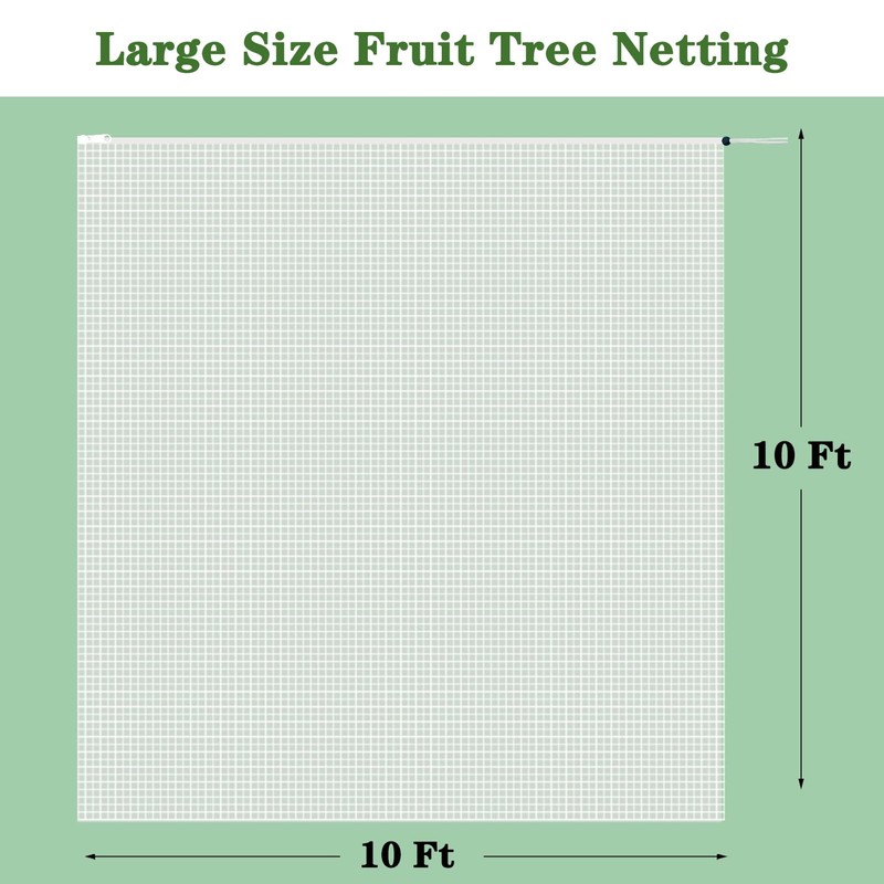 TLSTGO 10x10FT Large Fruit Tree Netting with Zipper and Drawstring