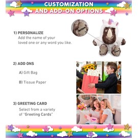 DolliBu Sitting Brown Rhino Unicorn Plush Stuffed Animal Toy - Super Soft Rhinocorn Dress Up with Removable Plush Unicorn Outfit, Cute Fantasy Wildlife Gift – 5.5 Inches