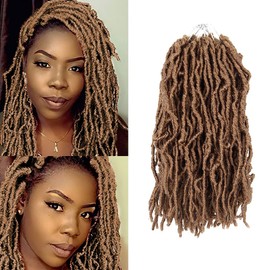 14 Inch Soft Locs Crochet Hair 6 Packs Short Straight Pre-looped New Faux Locs Crochet Hair, 27#(Honey Blonde)