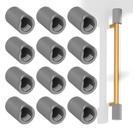 12 Pack Silicone Corner Protector Handles, Silicone Drawer Handle Protectors, Collision Door Handle Covers Bumper Protectors for Furniture Table Drawer Wardrobe (Gray)