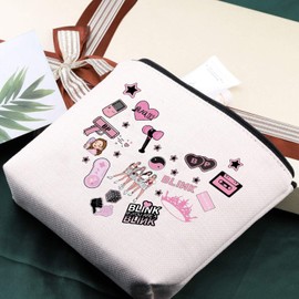 AKTAP Kpop Cosmetic Makeup Bag Singer BPink Inspired Korean Girl Group Zipper Pouch (Kpop Makeup Bag)
