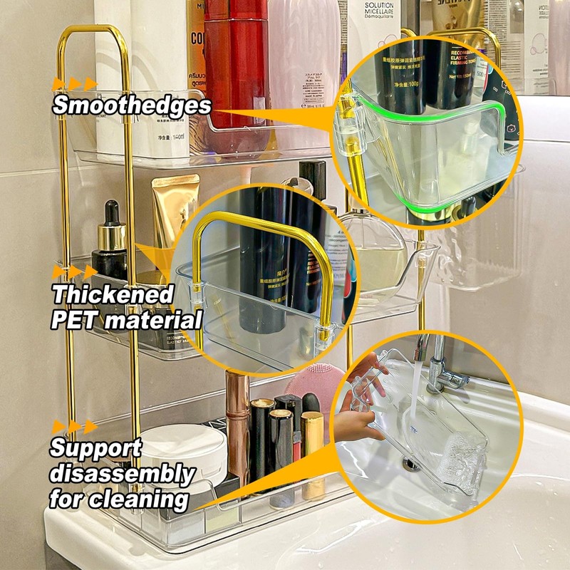 Leoenir 3-Tier Bathroom Organizer Countertop – Makeup, Perfume, and Skincare
