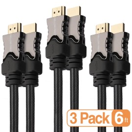 yellowprice 3-pack Ultra 8K High Speed HDMI 2.1 Cable - 6 Feet - Dynamic HDR, eARC, UHDTV