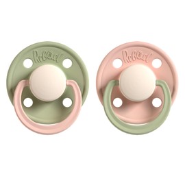 Rebael Duo Newborn Dummies 0-6 Months - Comforting Natural Rubber Round Pacifier, Safe and Easy to Sterilise Baby Soothers - 2 Pack Newborn Essentials | Periwinkle & Sage
