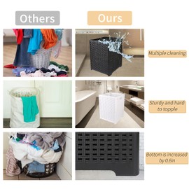 Laundry Basket, Hampers for Laundry, Folding Laundry Baskets Organizer Dirty Clothes Hamper Plastic Foldable Laundry Bin Corner Clothing Hamper, Towel Hamper for Wet Towels 48L (Grey, 2pcs)