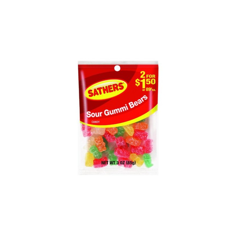 Sathers 2/$1.50 Sour Gummi Bears, 12 Count (SUGAR CANDY -