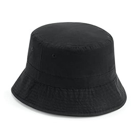Recycled Polyester Bucket Hat Elastic Drawstring, black